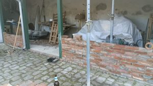 Wetterschutzwand in Arbeit